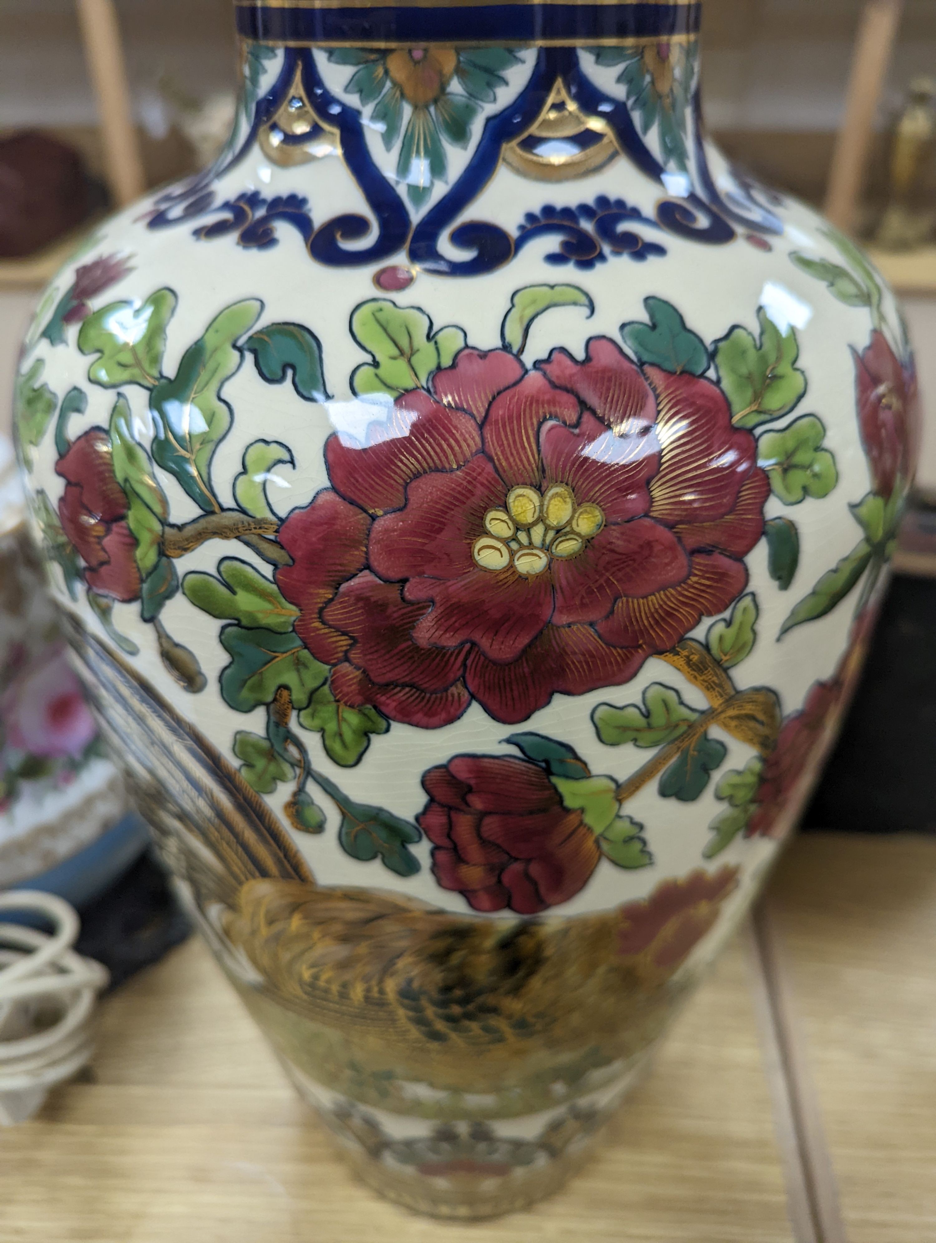 A large pair of Zsolnay Pecs vases - 50.5cm tall